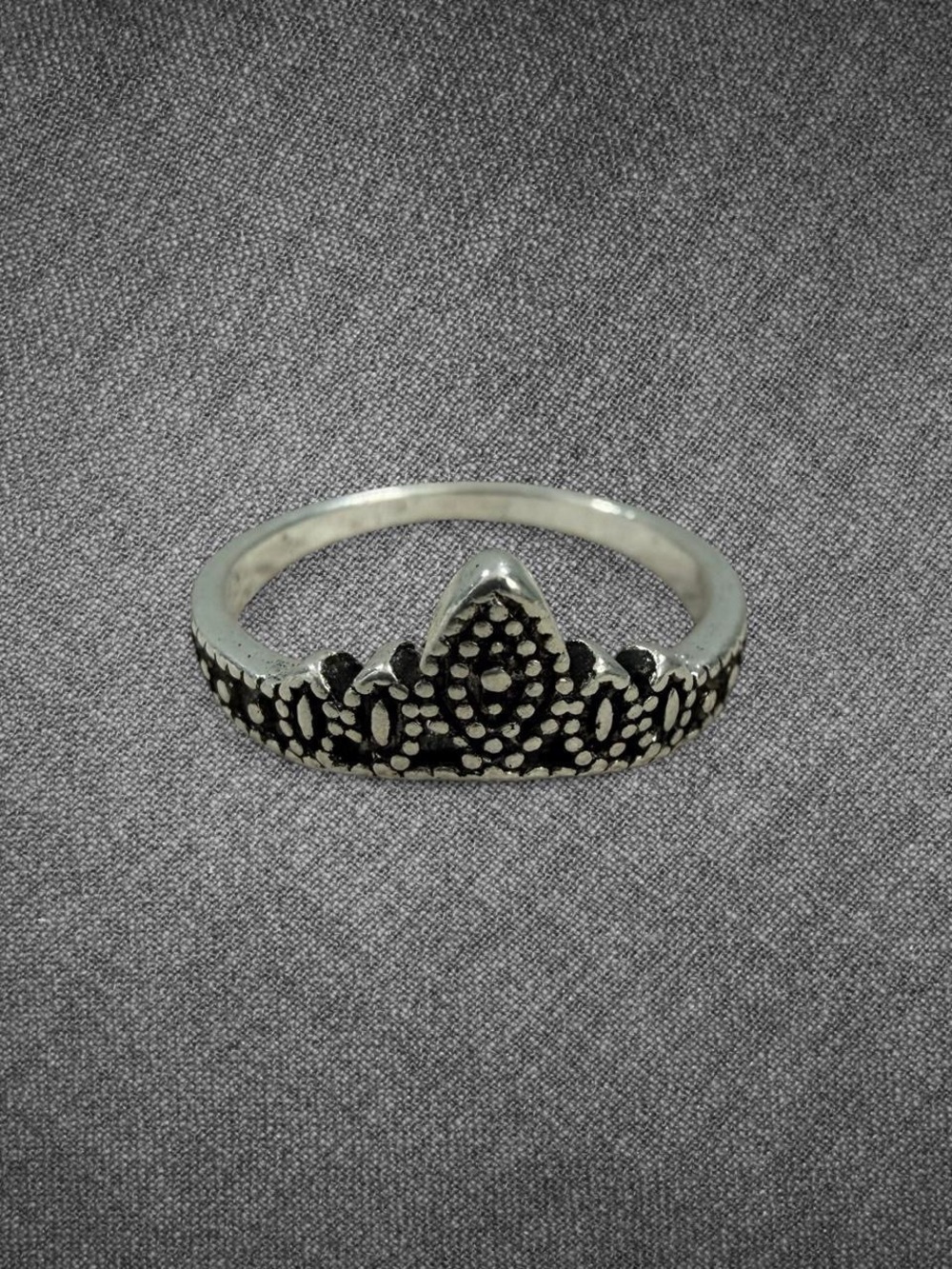 Silver Boho Crown Statement Ring - Size 6.5